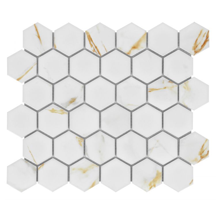 Hulu Hexagon Calacatta Matte 2 x 2 11 x 12.75